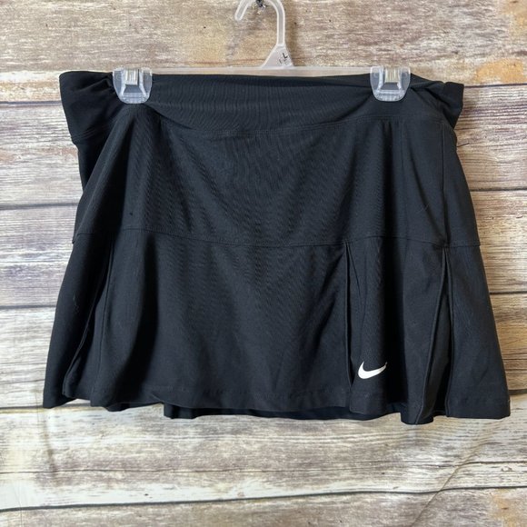 Nike Dresses & Skirts - Nike Dri Fit Tennis Skirt L Large Black Pleated Skort Built in Shorts